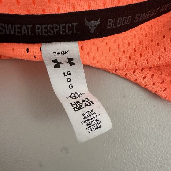 Under Armour Project Rock Mesh Tank Womens Large Orange Bull Gym Athletic - Picture 6 of 10